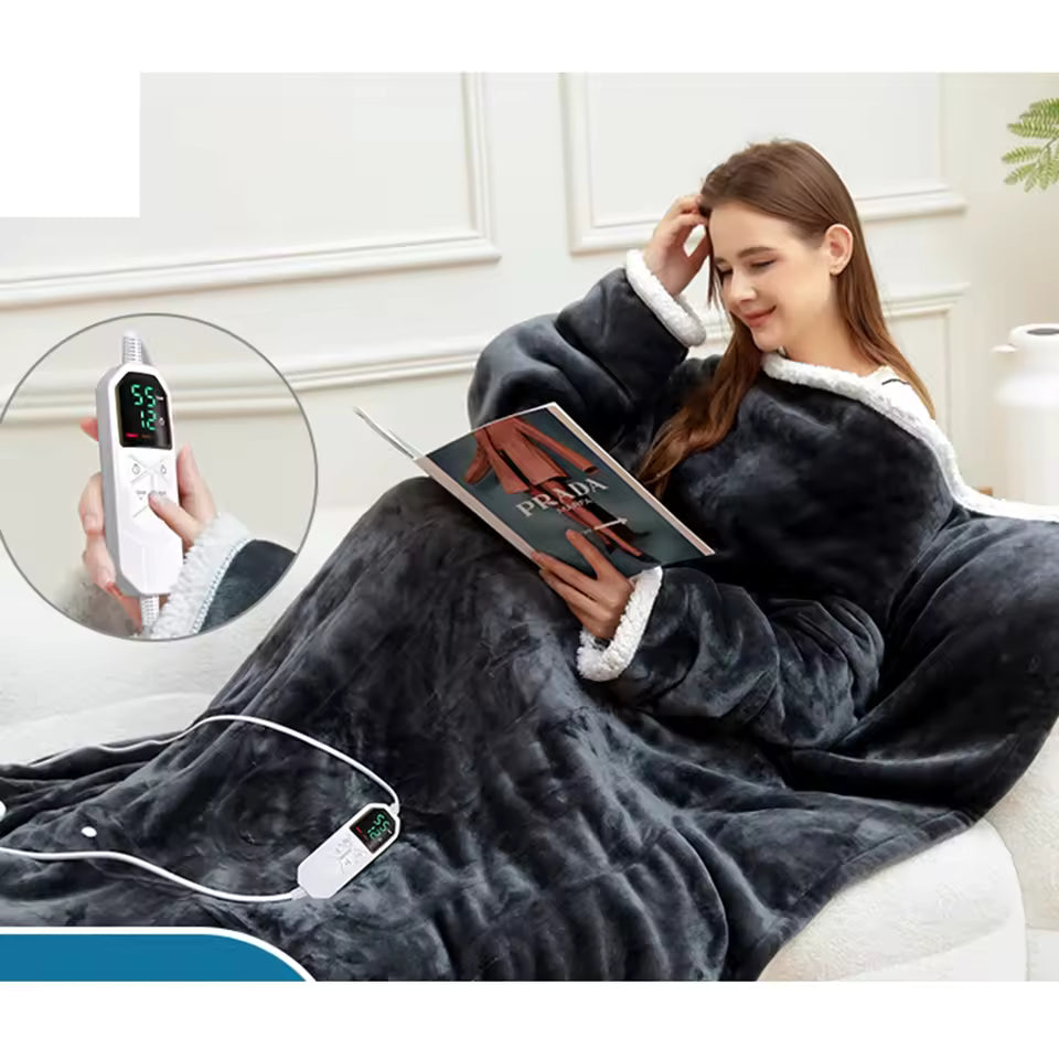 BSRWarm wearable heated blanket in use on a sofa