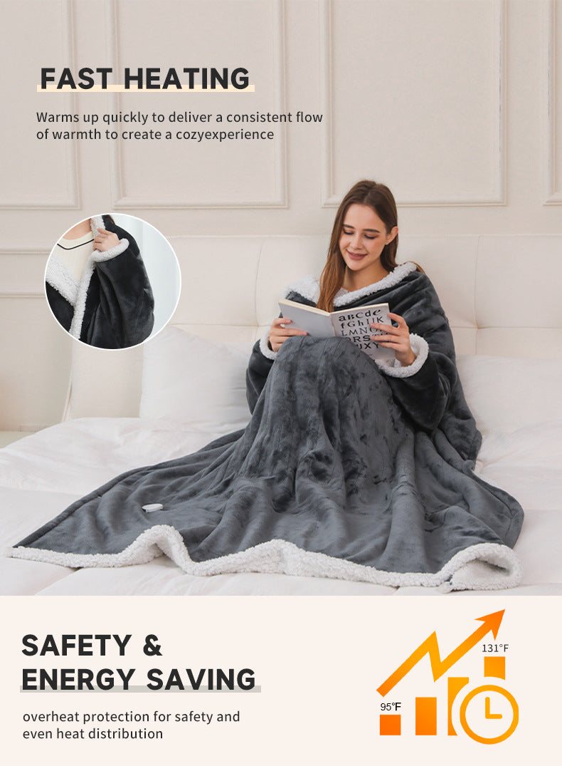 BSRWarm heated blanket with sleeves folded on a chair