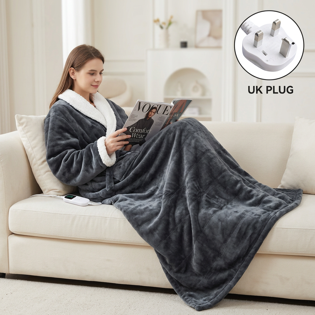 UK three-pin plug for the 230V wearable heated blanket